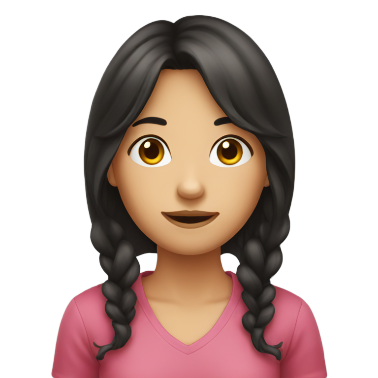 genmoji：黑发女孩便便