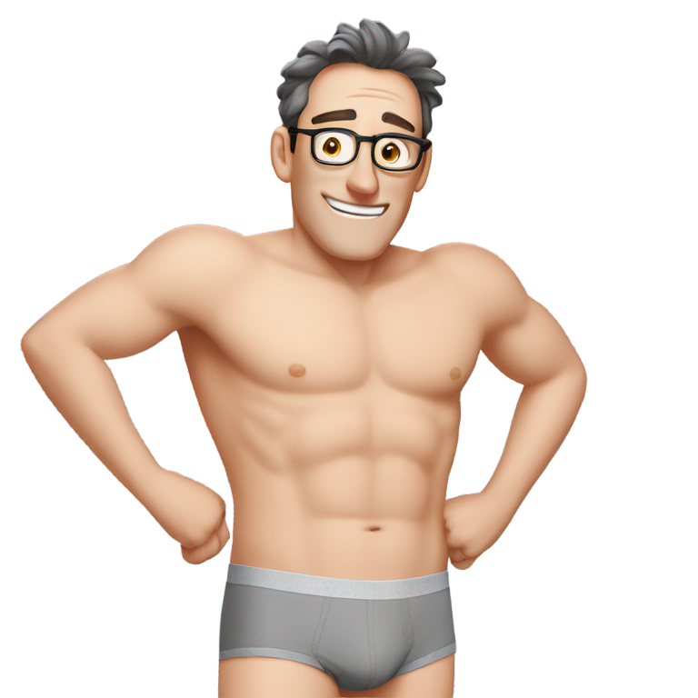 genmoji : Tom Kenny en sous-vêtements gris
