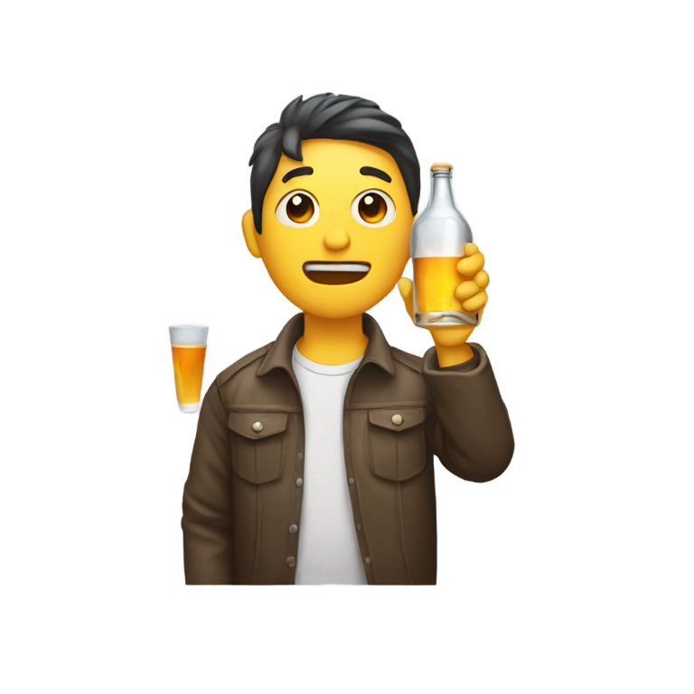 genmoji : Personne tenant une bouteille d'alcool et vomissant