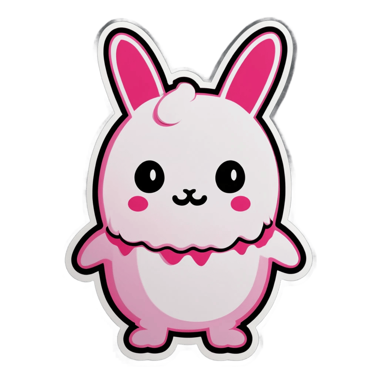 genmoji: Pink Freezer Bunny costumed Ghost