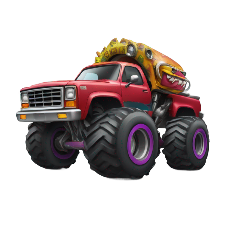 genmoji：黑人男子驾驶怪物卡车（或卡车），嘴里叼着香烟
