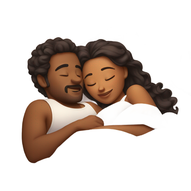 絵文字：ベッドでカップルが抱き合う