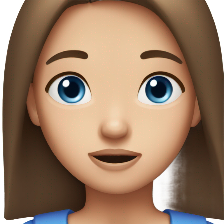genmoji：棕发蓝眼女孩难以置信