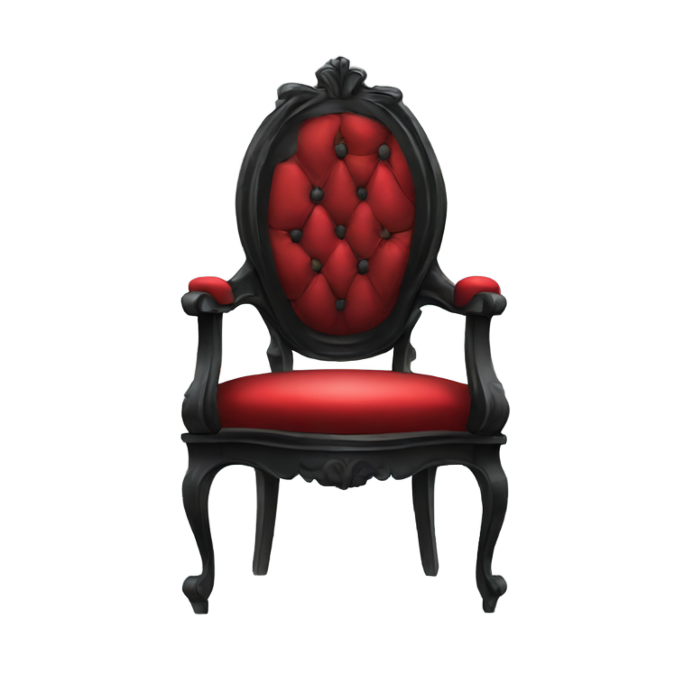genmoji : Chaise vintage gothique rouge et noire