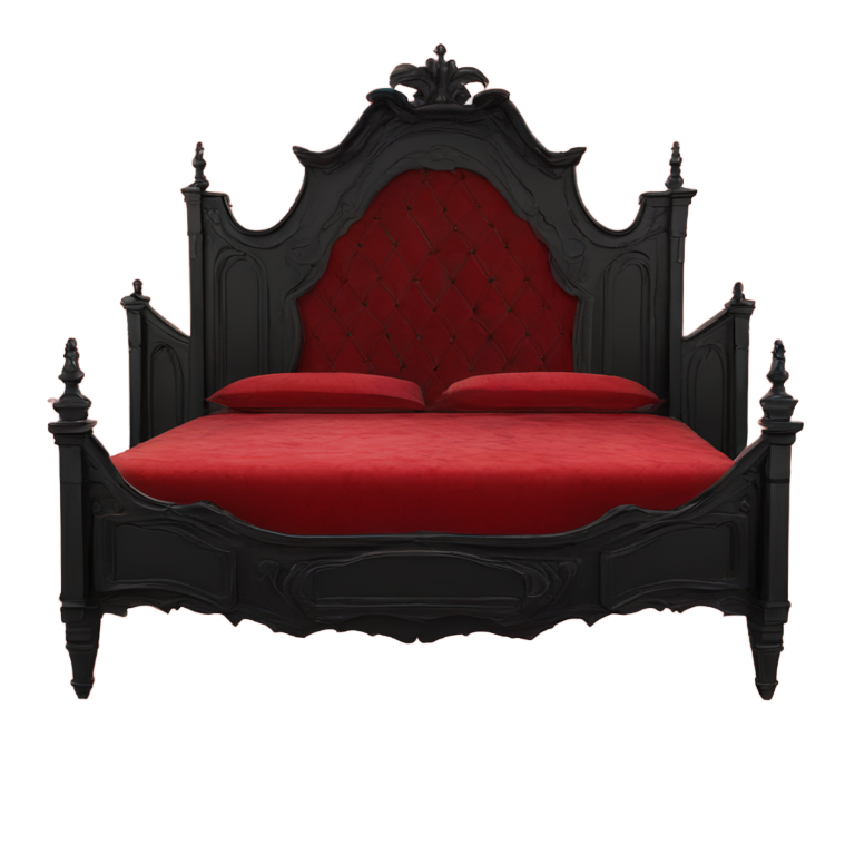 genmoji: red and black gothic vintage grand box bed