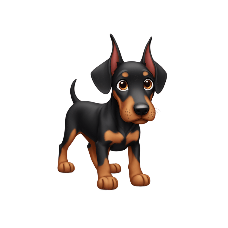 genmoji：一只耳朵被剪的杜宾犬幼崽