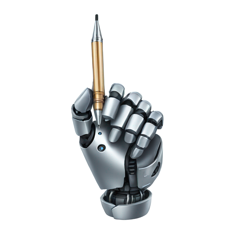 genmoji : Main de robot tenant un stylo