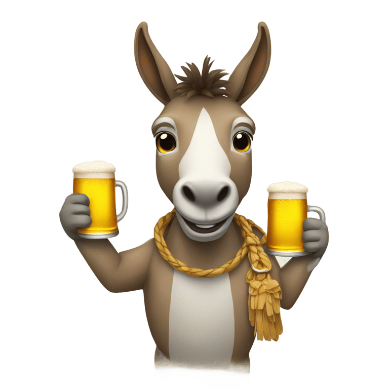 絵文字：ビールを飲むロバ