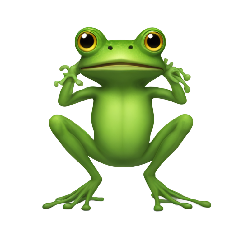genmoji: A creature with the head of a frog, a tire as body and human legs
