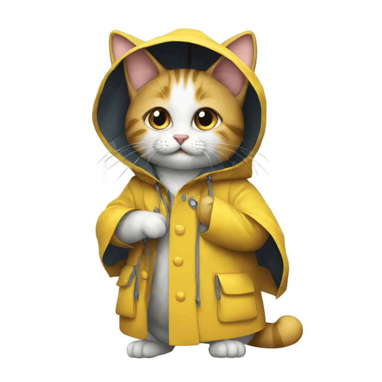 genmoji: a cat wearing a rain coat