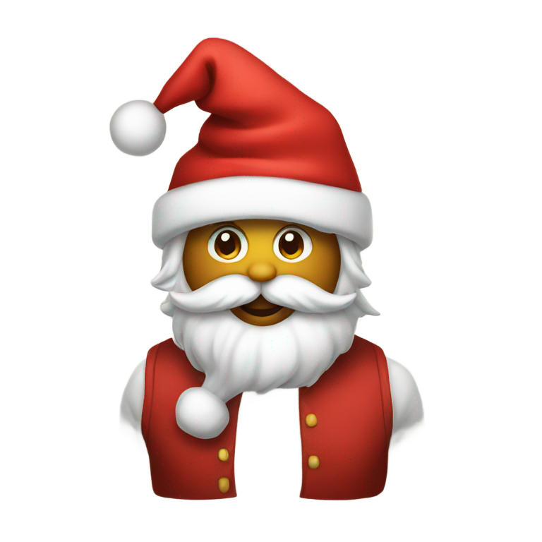 絵文字：クリスマス帽をかぶった笑顔の絵文字