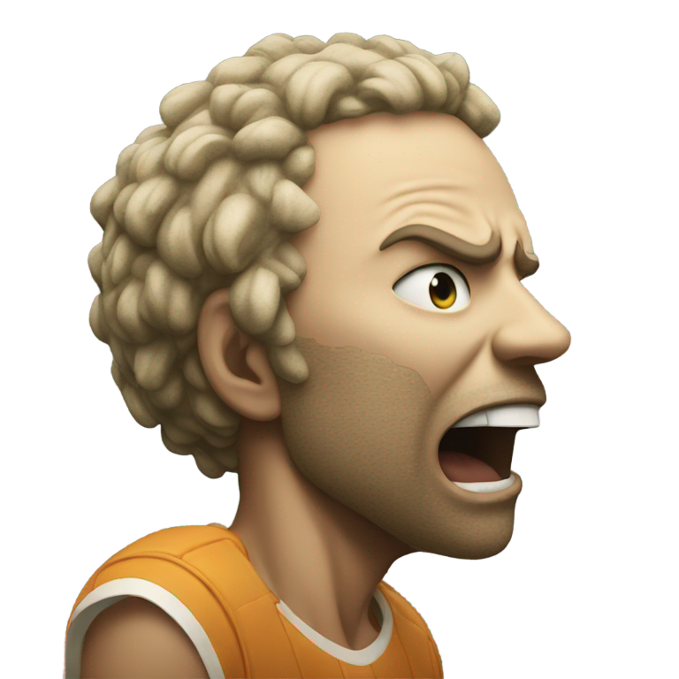 genmoji: person with giant head hitting the gritty