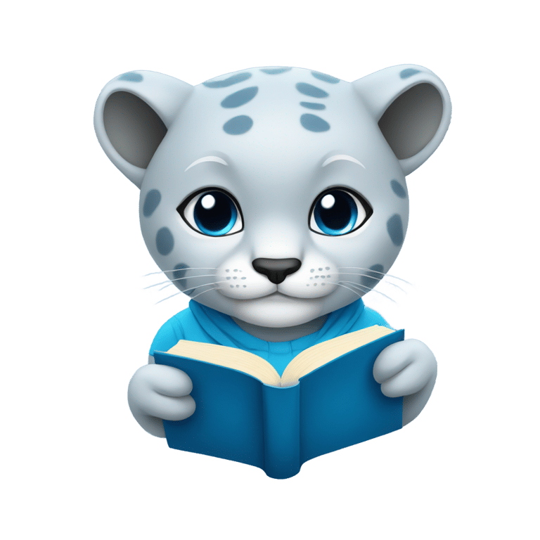 genmoji：可爱的蓝色豹子正在阅读书籍
