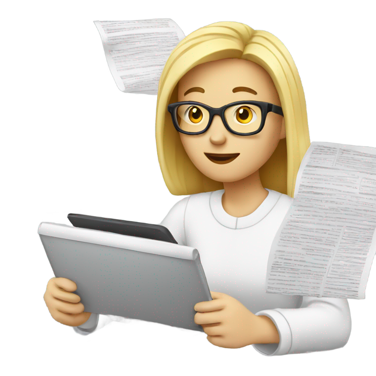 genmoji: white journalist writing a news story for the paper