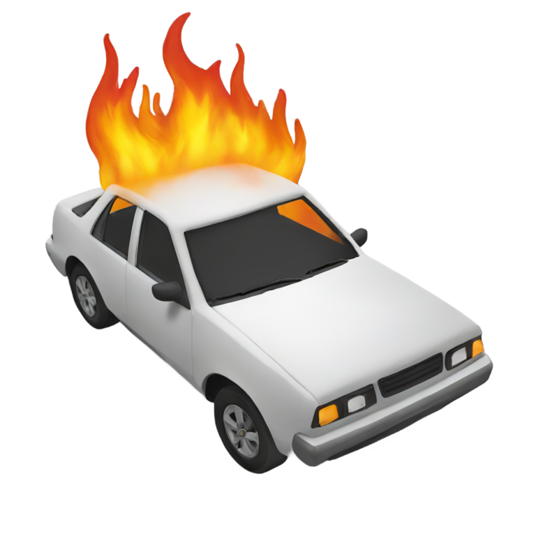 genmoji : Une voiture en feu