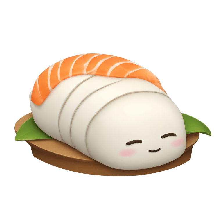 絵文字：お腹いっぱいの寿司が寝てる