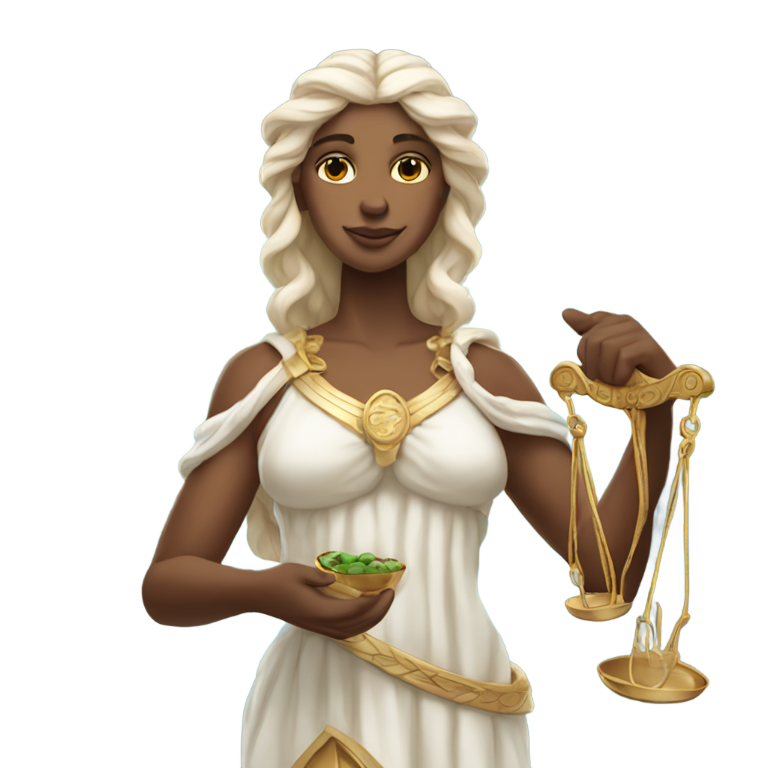 絵文字：white skinned goddess femida with scales of justice in her hands