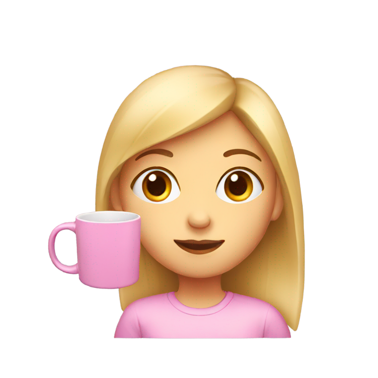 genmoji : Une fille + tasse avec visage