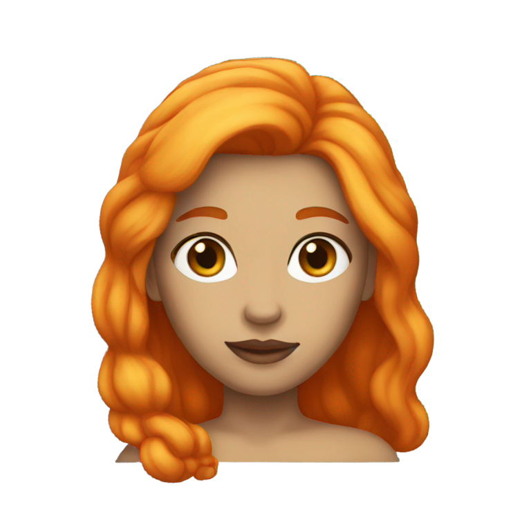 genmoji: queen with orange hair, light skin, straight long hair
