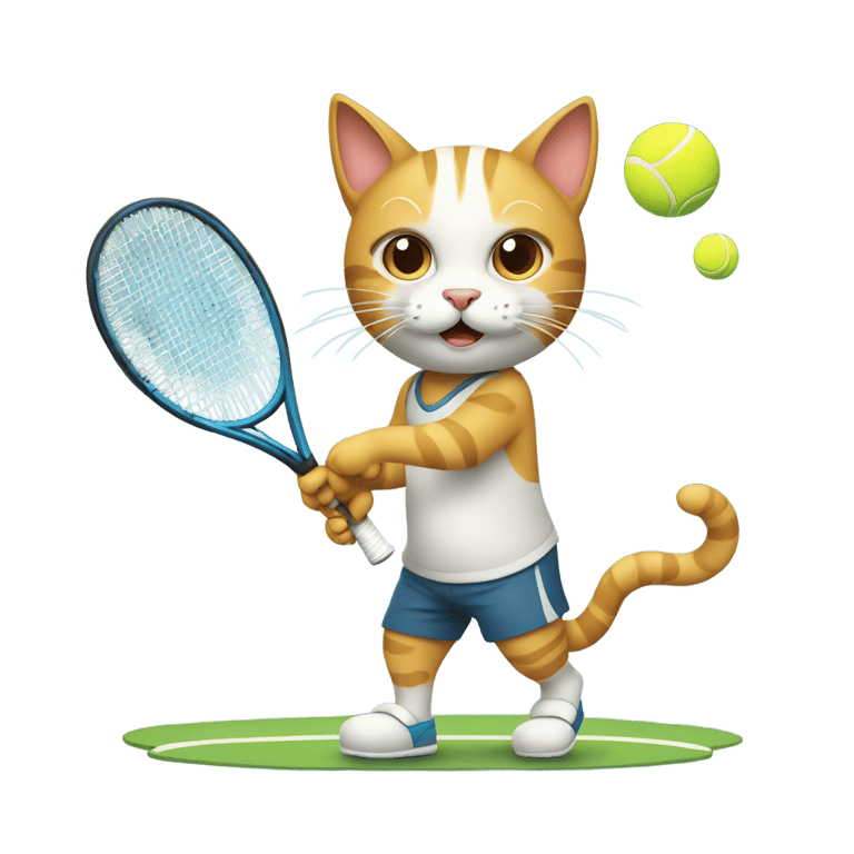 genmoji：猫在打网球