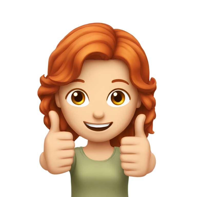 genmoji : Une rousse avec un pouce en l'air