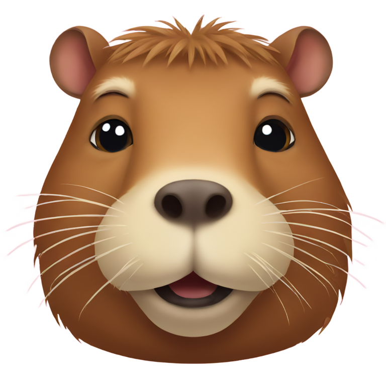 genmoji: capybara with moustache smiling