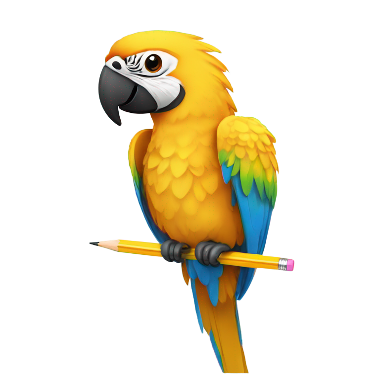 genmoji: Macaw with a pencil