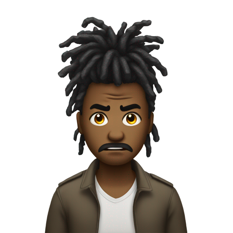 genmoji: angry black emoji with short messy dreads