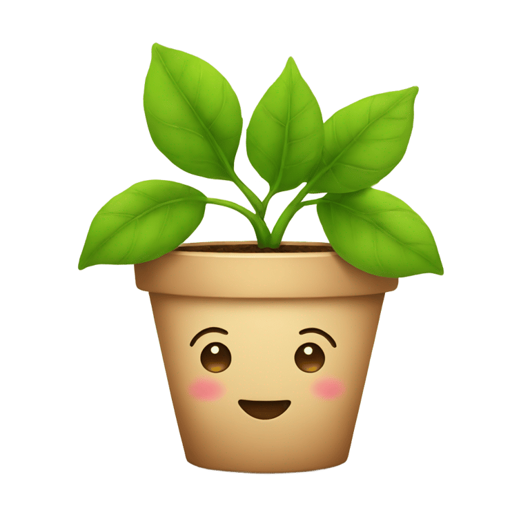 genmoji : a potted plant with two leaves adn a cute face