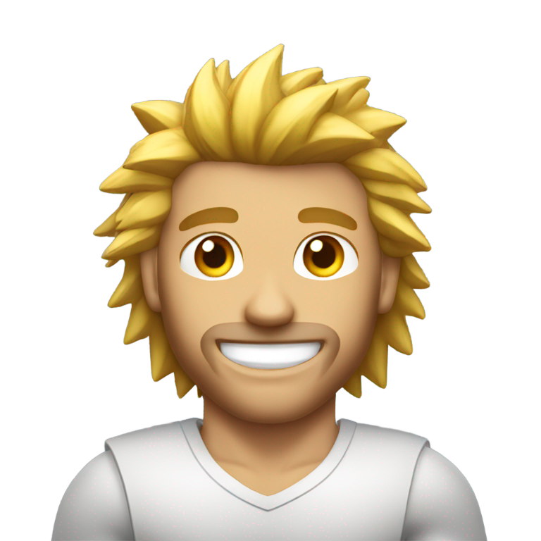 genmoji : Homme musclé avec une coupe mulet hérissée et un sourire gentil