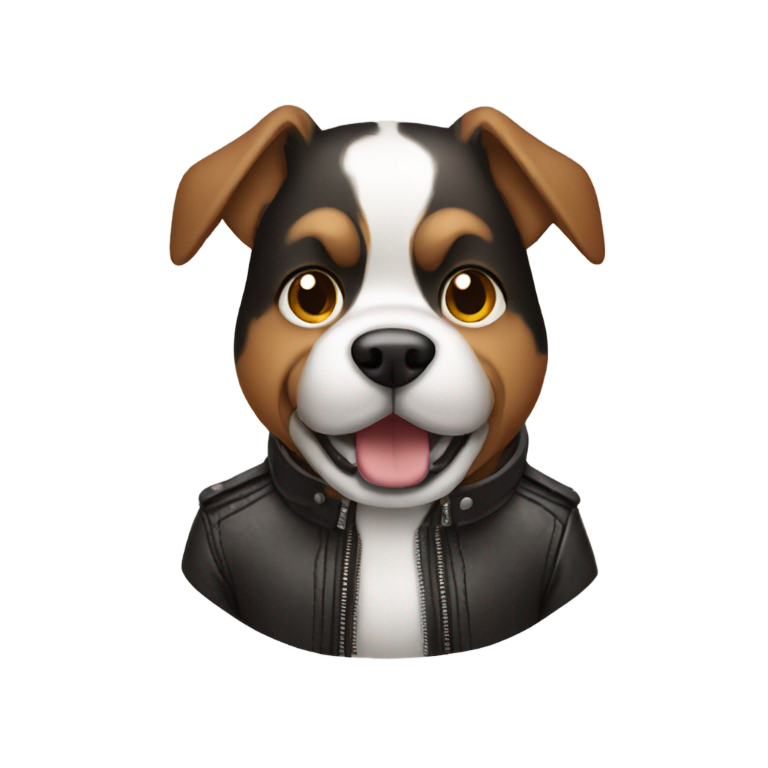 genmoji: Dog with leather jacket