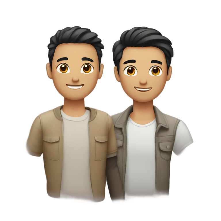 genmoji：同性恋情侣，一位黑发一位棕发