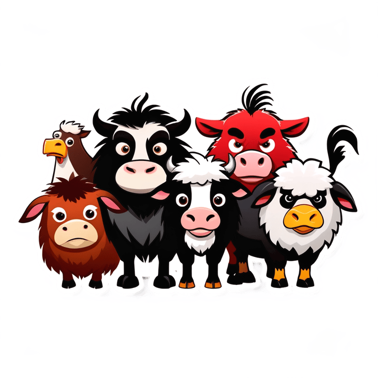genmoji：一群愤怒的农场动物手持武器