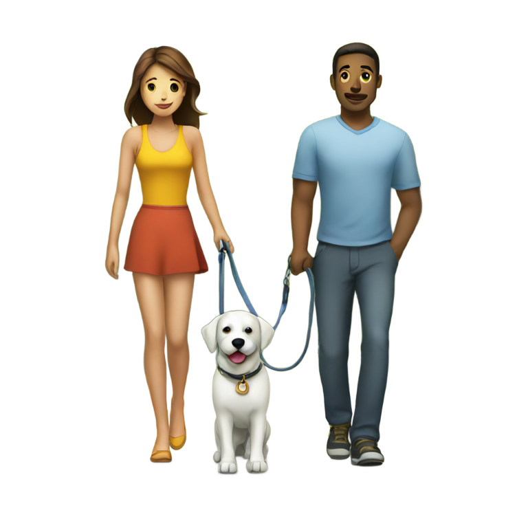 genmoji：女孩牵着男人遛