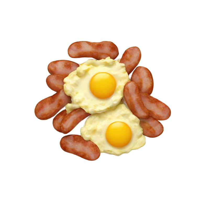 genmoji: scrambled eggs with sausage in it