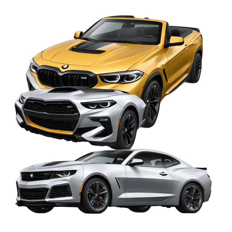 genmoji: Bmw X5 racing a chevy camaro SS