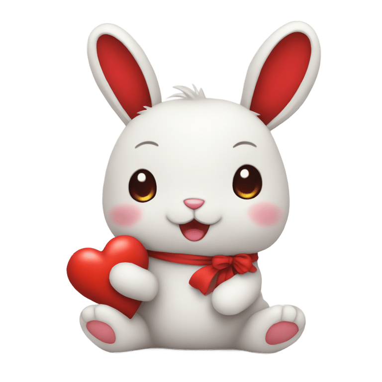 genmoji：可爱的绒毛兔子抱着红心