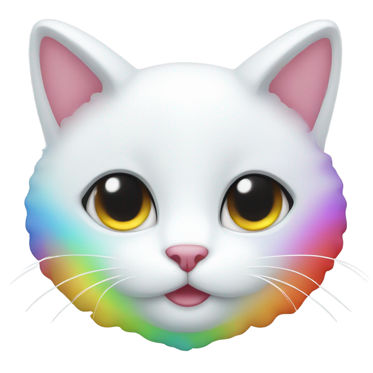 genmoji：可爱的白猫头和彩虹