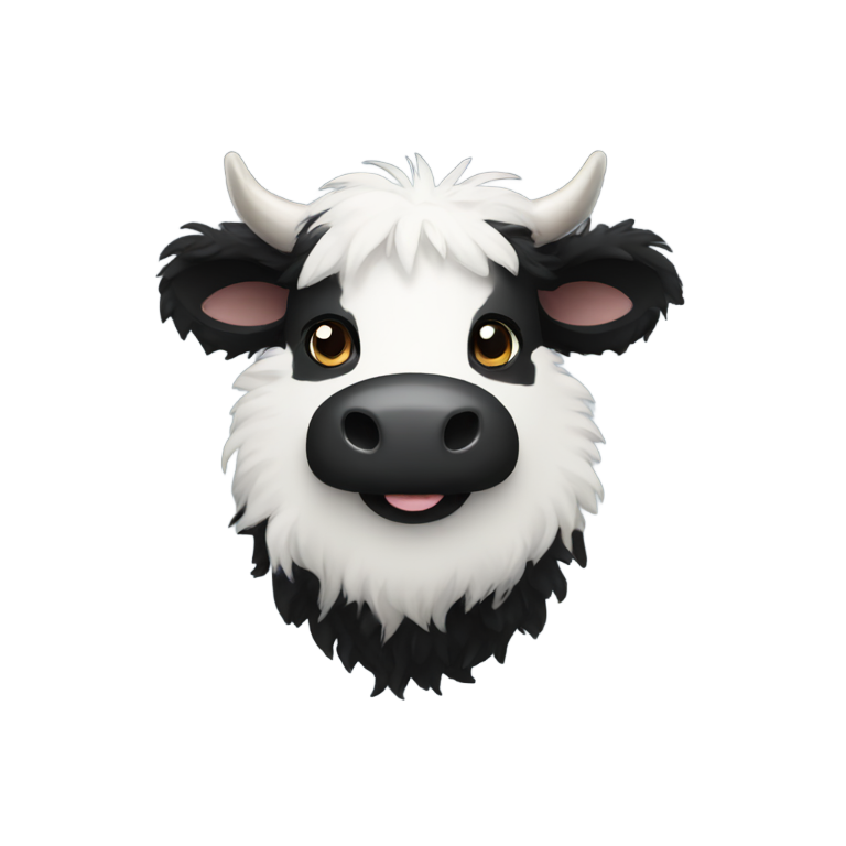 genmoji: A fluffy black cow, hole body