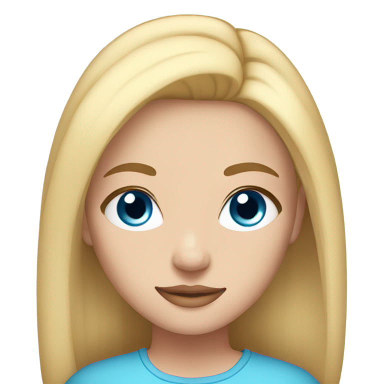 genmoji : Fille aux cheveux blonds lisses et aux yeux bleus avec de longs cils