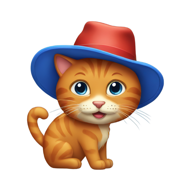 genmoji：一只戴着蓝色帽子的红色猫咪