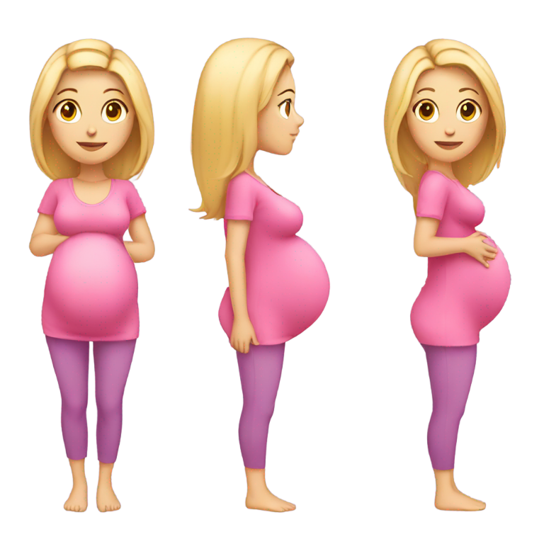 genmoji: Pregnant women wearing pink with blond hair Full body