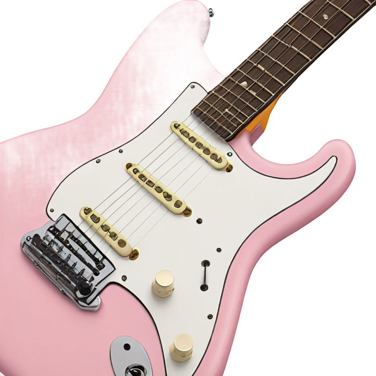 genmoji : Une guitare électrique Fender rose clair