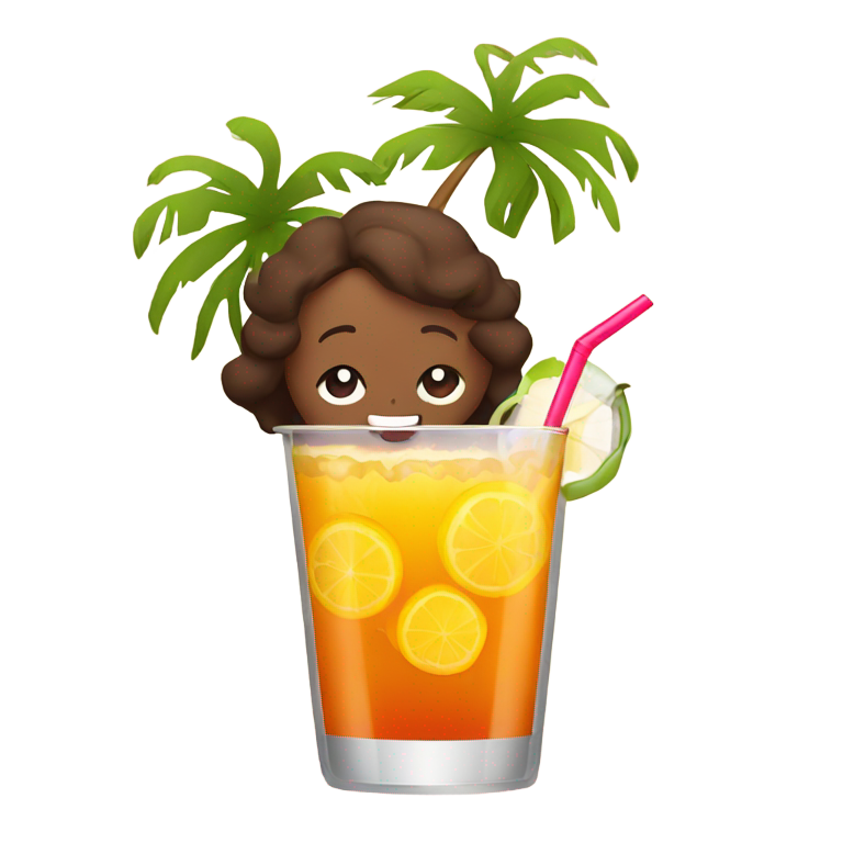 絵文字：休暇でエキゾチックなドリンクをストローで飲む