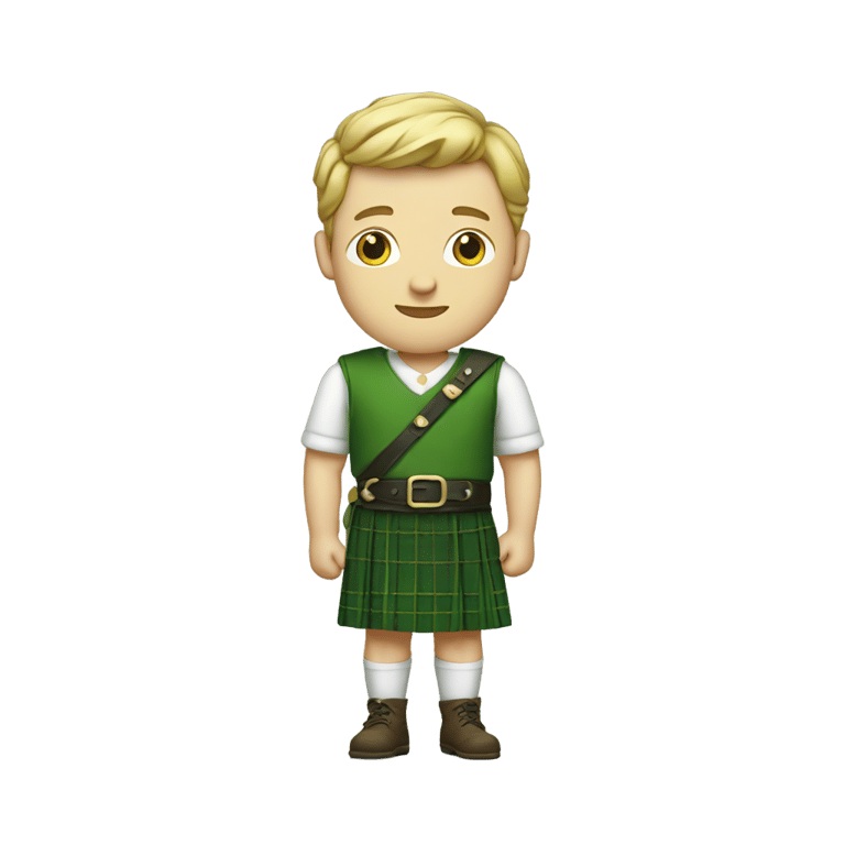 genmoji：身穿绿色苏格兰短裙的白人男子