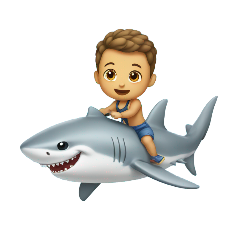 genmoji: Baby riding a shark