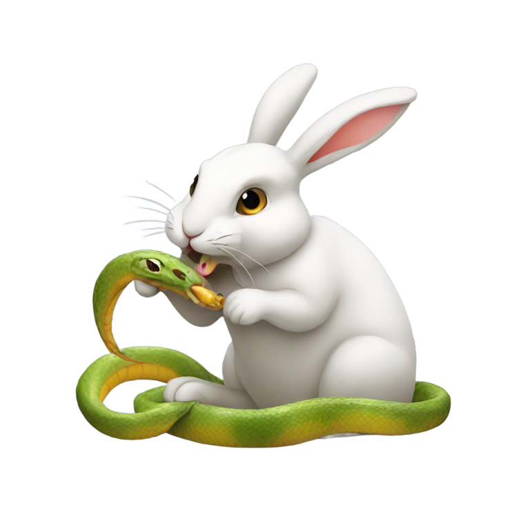 絵文字：ウサギがヘビを食べる
