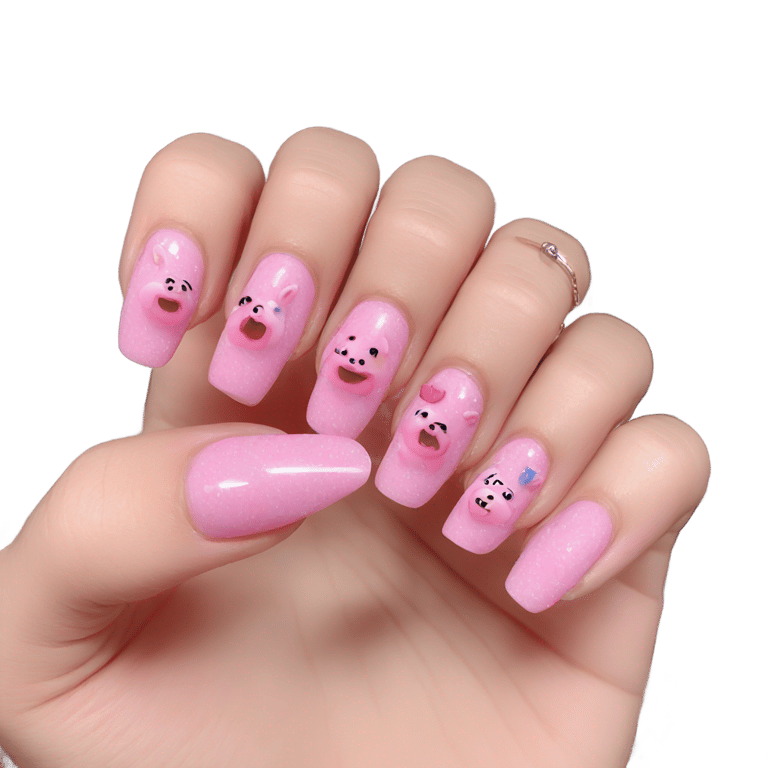 genmoji : Peppa pig acrylic nails