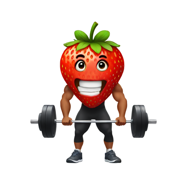 genmoji : Fraise soulevant des poids