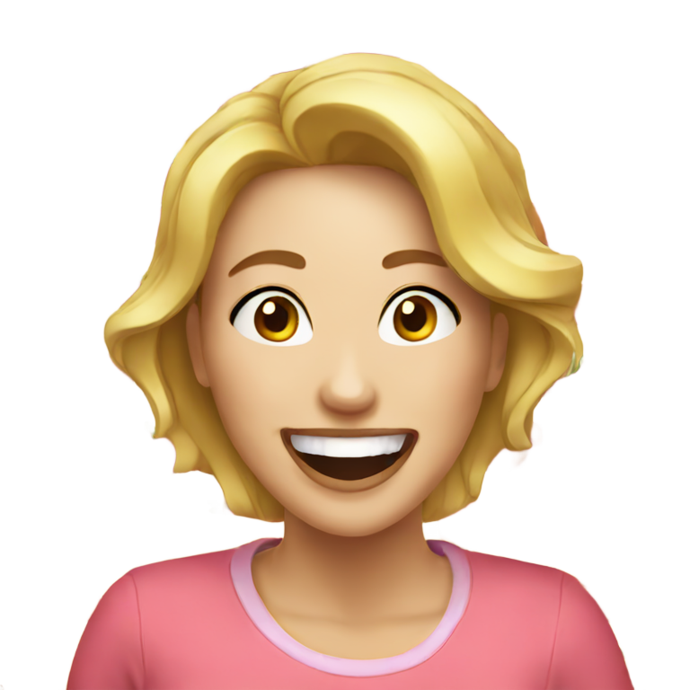 genmoji：女人在吃牧场酱时大笑